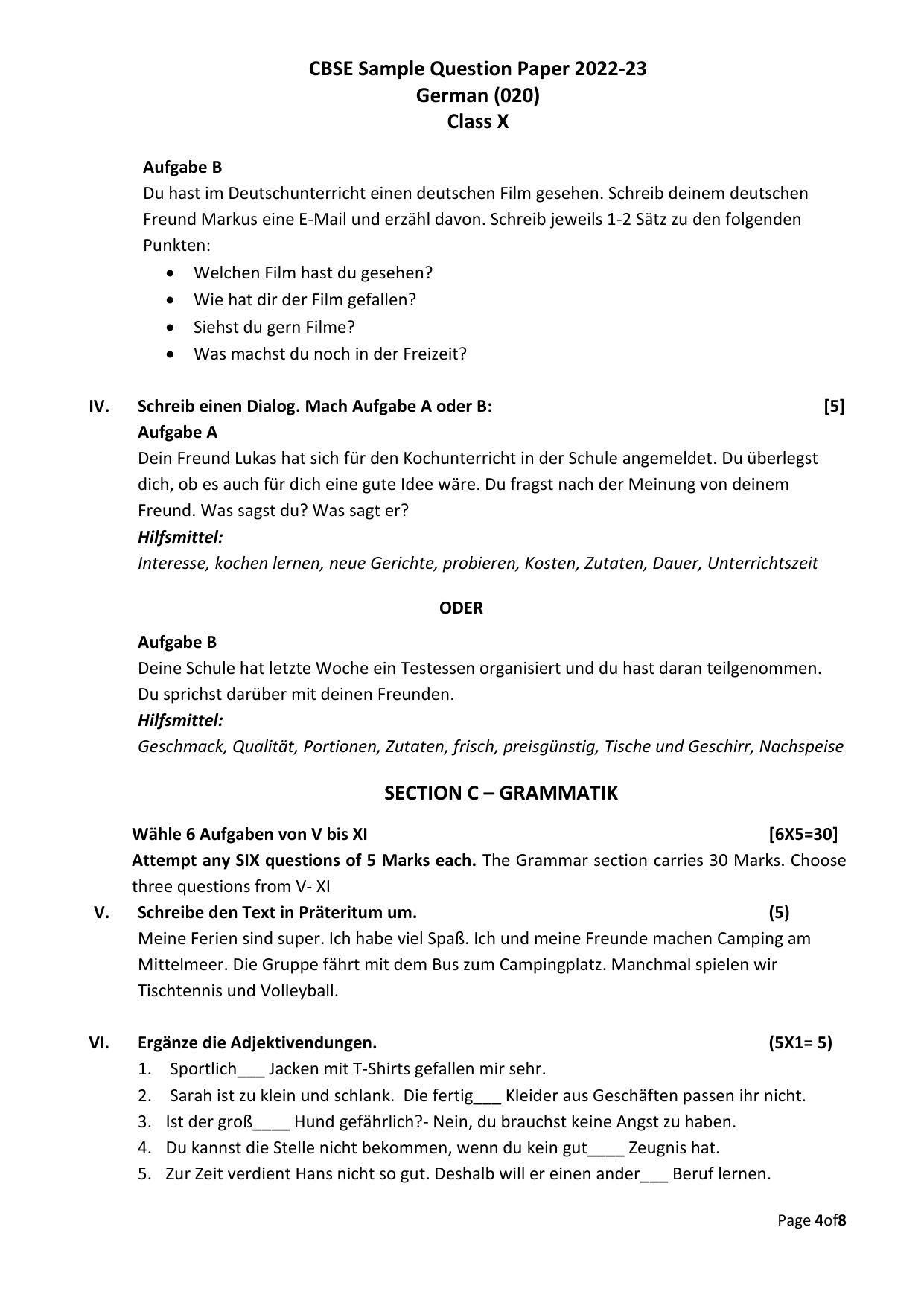 CBSE Class 10 German Sample Papers 2023 - Page 4