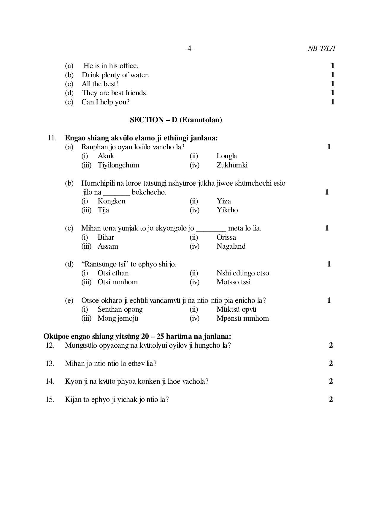 Nagaland Board Class 10 LOTHA 2020 Question Paper - Page 4