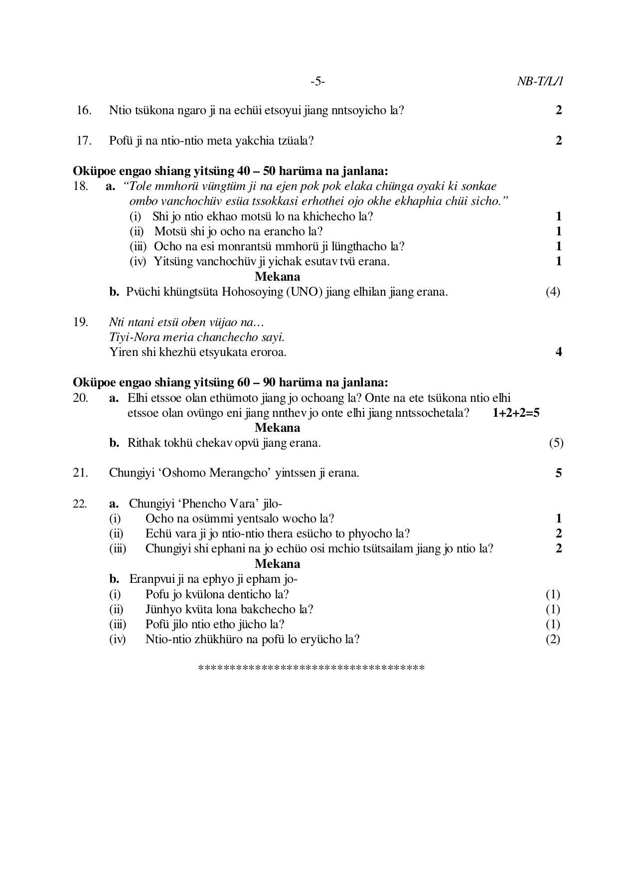 Nagaland Board Class 10 LOTHA 2020 Question Paper - Page 5