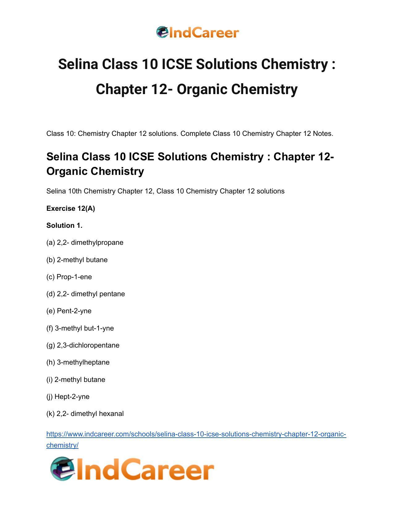 Selina Class 10 ICSE Solutions Chemistry : Chapter 12- Organic Chemistry - Page 2