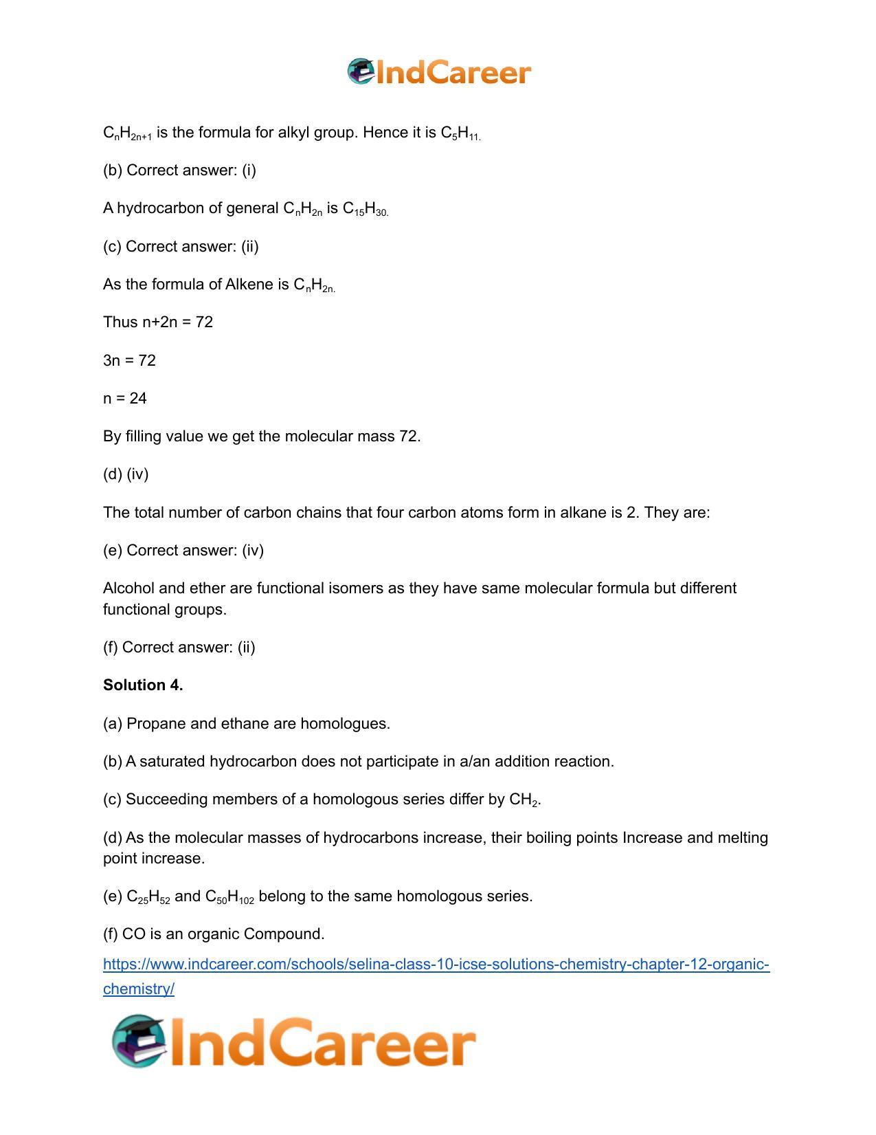 Selina Class 10 ICSE Solutions Chemistry : Chapter 12- Organic Chemistry - Page 4