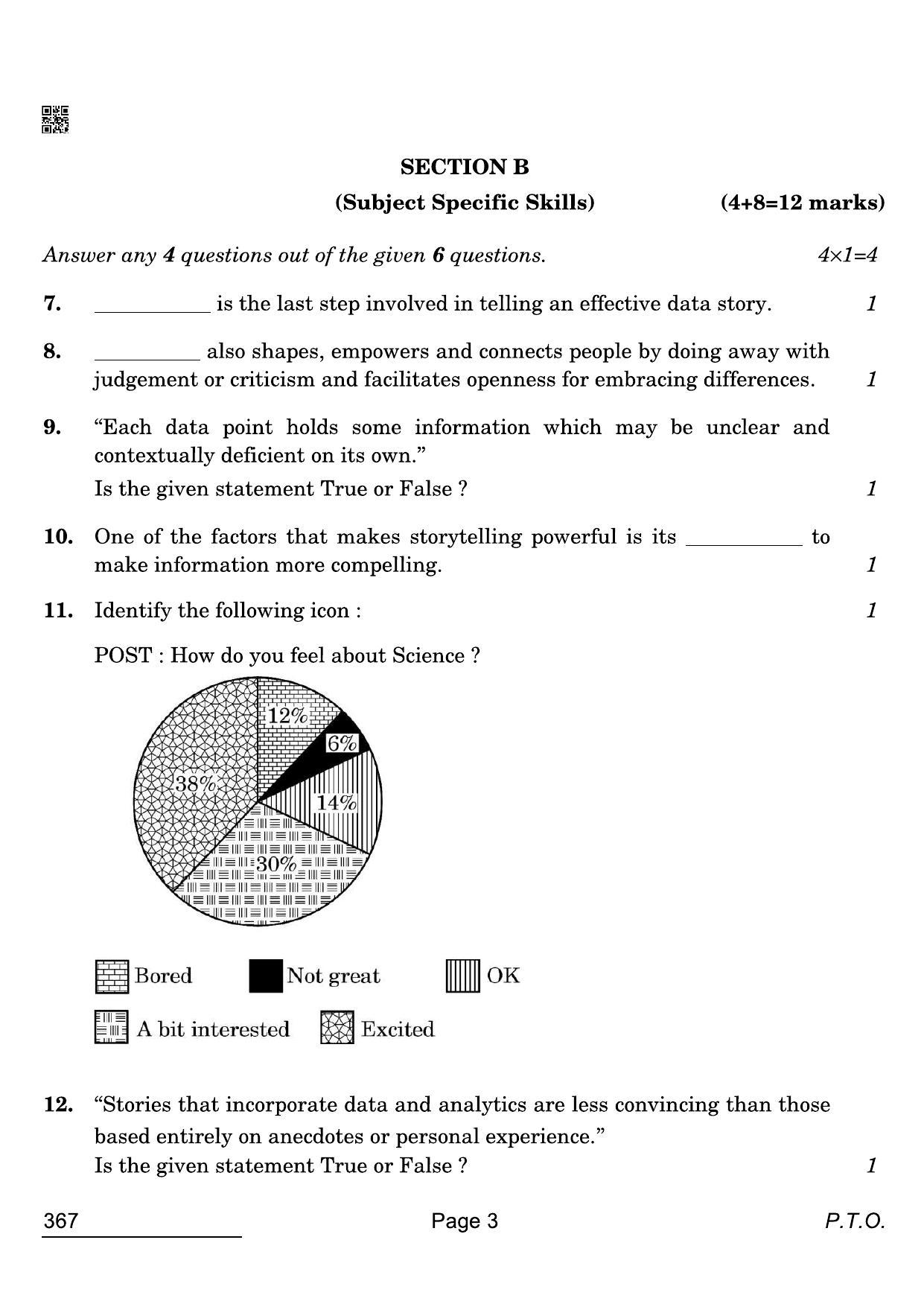 CBSE Class 12 Artificial Intelligence Question Paper 2023 with Answer Key  (February 22, Set 4 - 367)