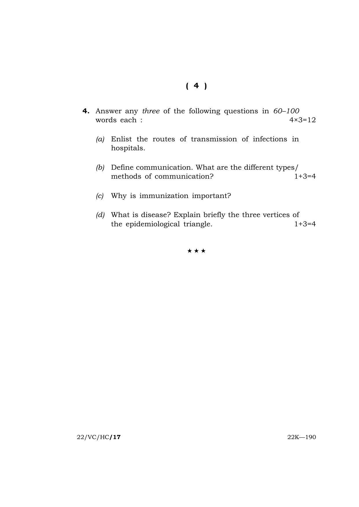 Meghalaya Board (MBOSE) Class 10 HEALTHCARE (22-VC-HC) 2022 Question Paper - Page 4