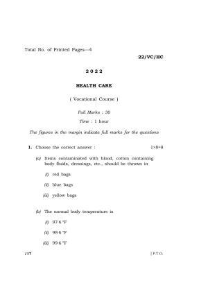 Meghalaya Board (MBOSE) Class 10 HEALTHCARE (22-VC-HC) 2022 Question Paper