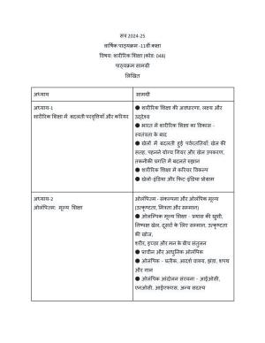 Edudel Class 11 Physical Education (Hindi Medium) Syllabus 2025