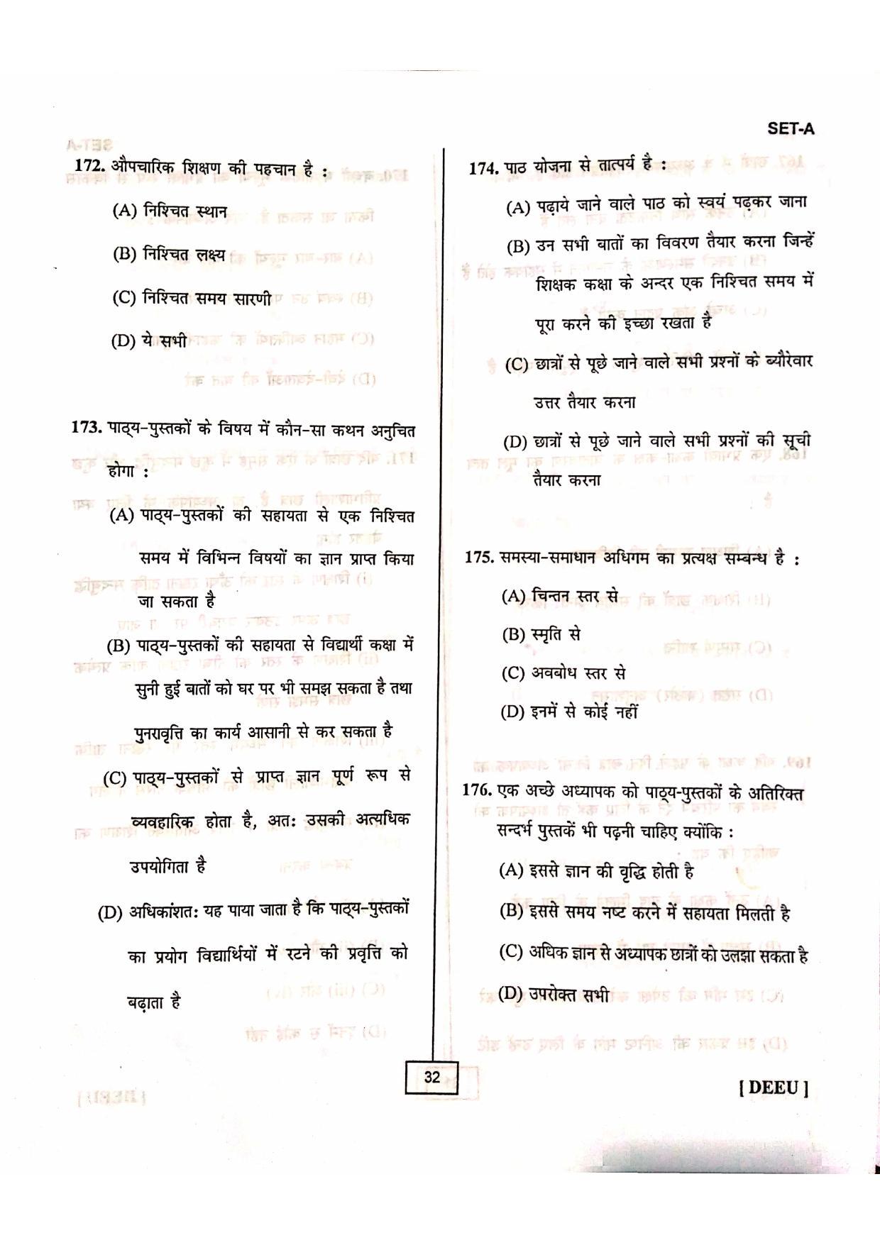 Uttarakhand D.El.Ed. Entrance Exam 2016 Question Paper - Page 31