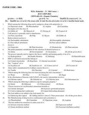 Hemchand North Gujarat University Sample Paper July-Sept 2021:  M.Sc. Semester – 3 CH N N-602-(O) : Organic Chemistry Paper Code - 5004 ( Old Course )
