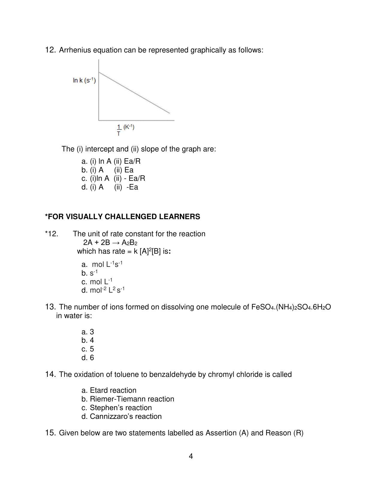 CBSE Class 12 Chemistry Sample Paper 2023 - Page 4