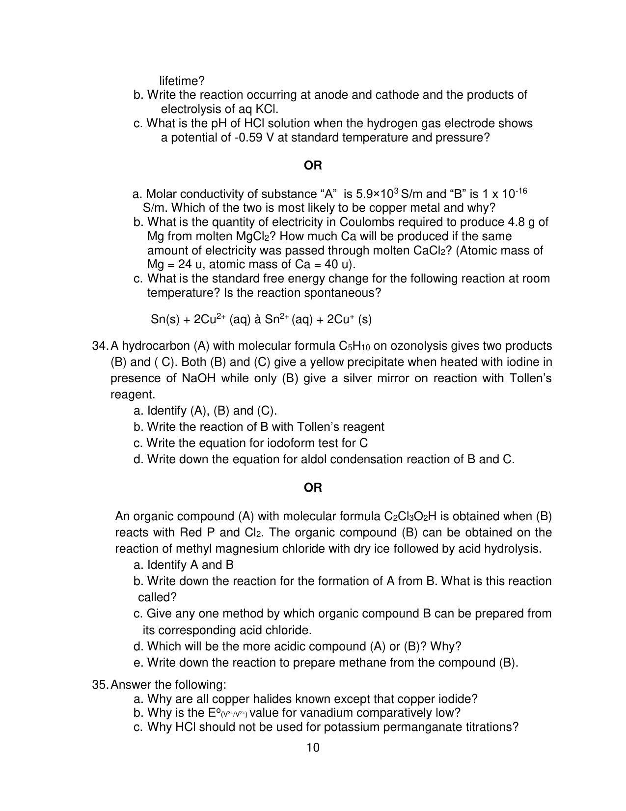 CBSE Class 12 Chemistry Sample Paper 2023 - Page 10