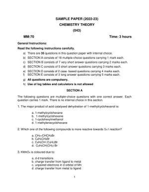 CBSE Class 12 Chemistry Sample Paper 2023