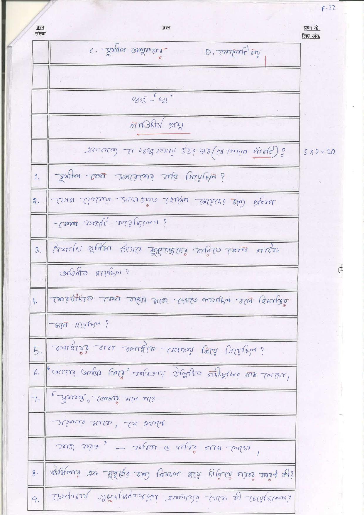 Bihar Board (BSEB) Class XII: 116/216/316/512-BANGLA 2025 Model Question Paper - Page 22