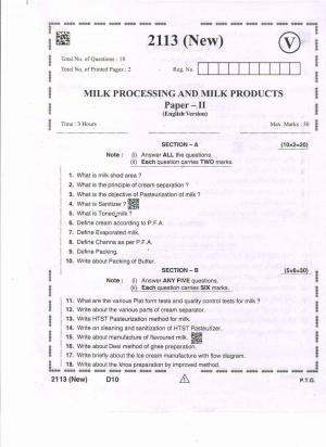 AP Intermediate 2nd Year Vocational Question Paper September-2021 - Milk_Processing&Milk_Products(NEW)-II