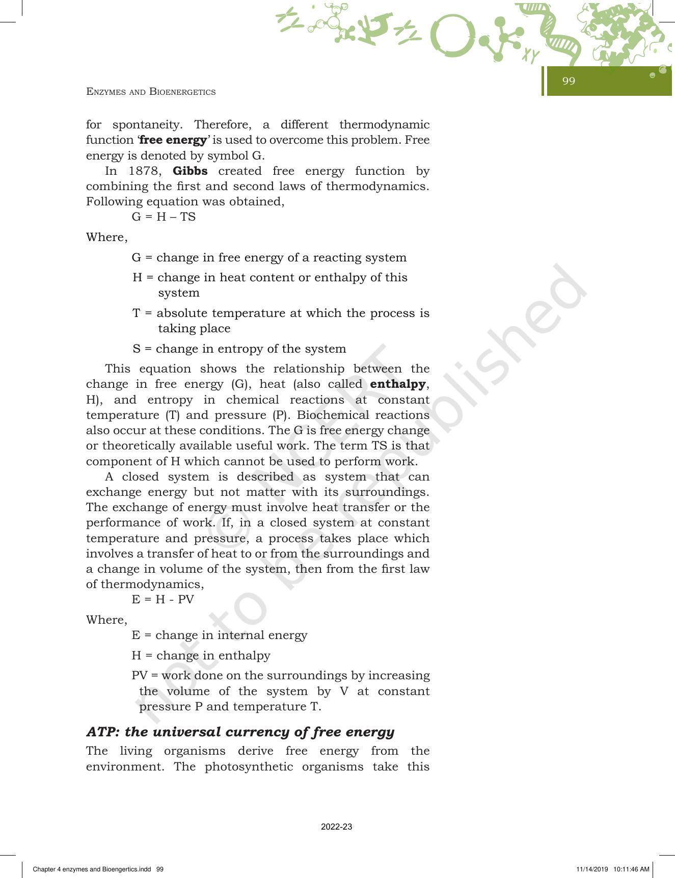 NCERT Book for Class 11 Biotechnology Chapter 4 Enzymes and Bioenergetics - Page 15