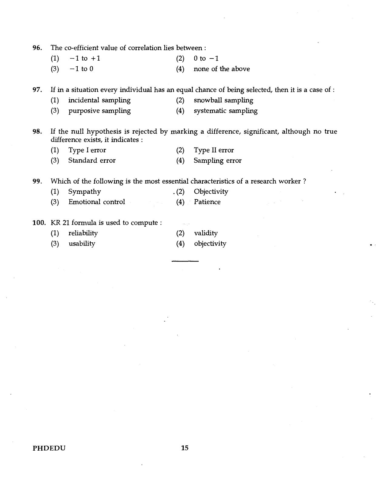 IGNOU PhD Entrance Test Ph.D (Education) 2016 Question Paper - Page 15