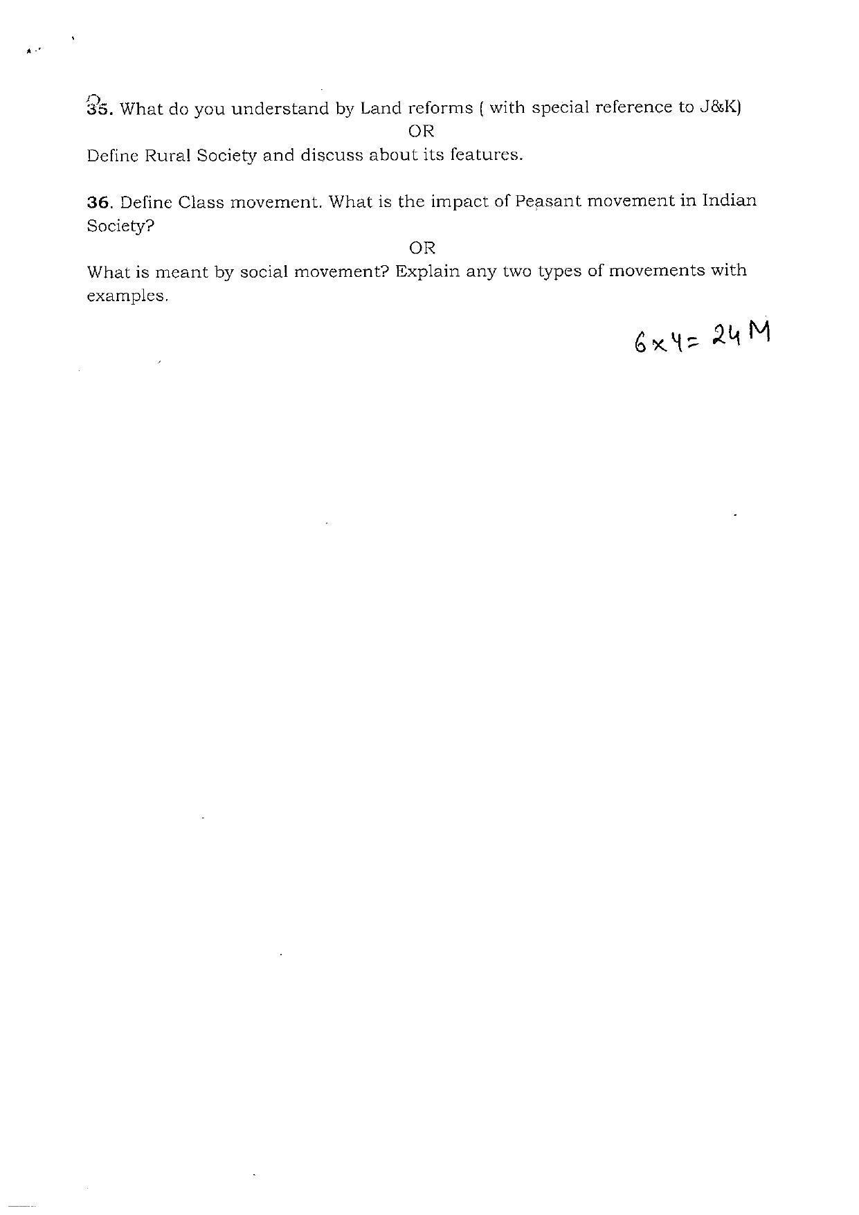 JKBOSE Class 12 Sociology Model Question Paper 2023 - Page 4