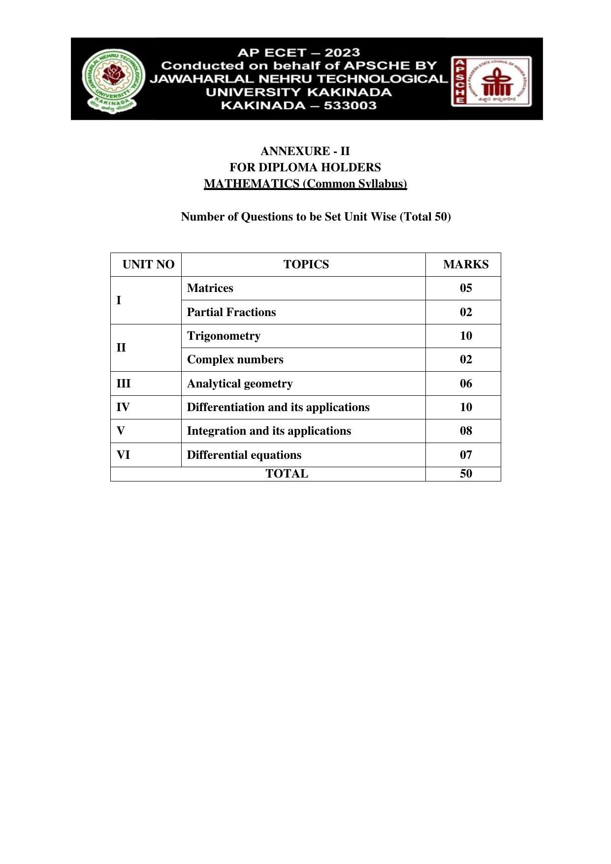 AP ECET MATHEMATICS (FOR DIPLOMA HOLDERS) Syllabus - Page 3