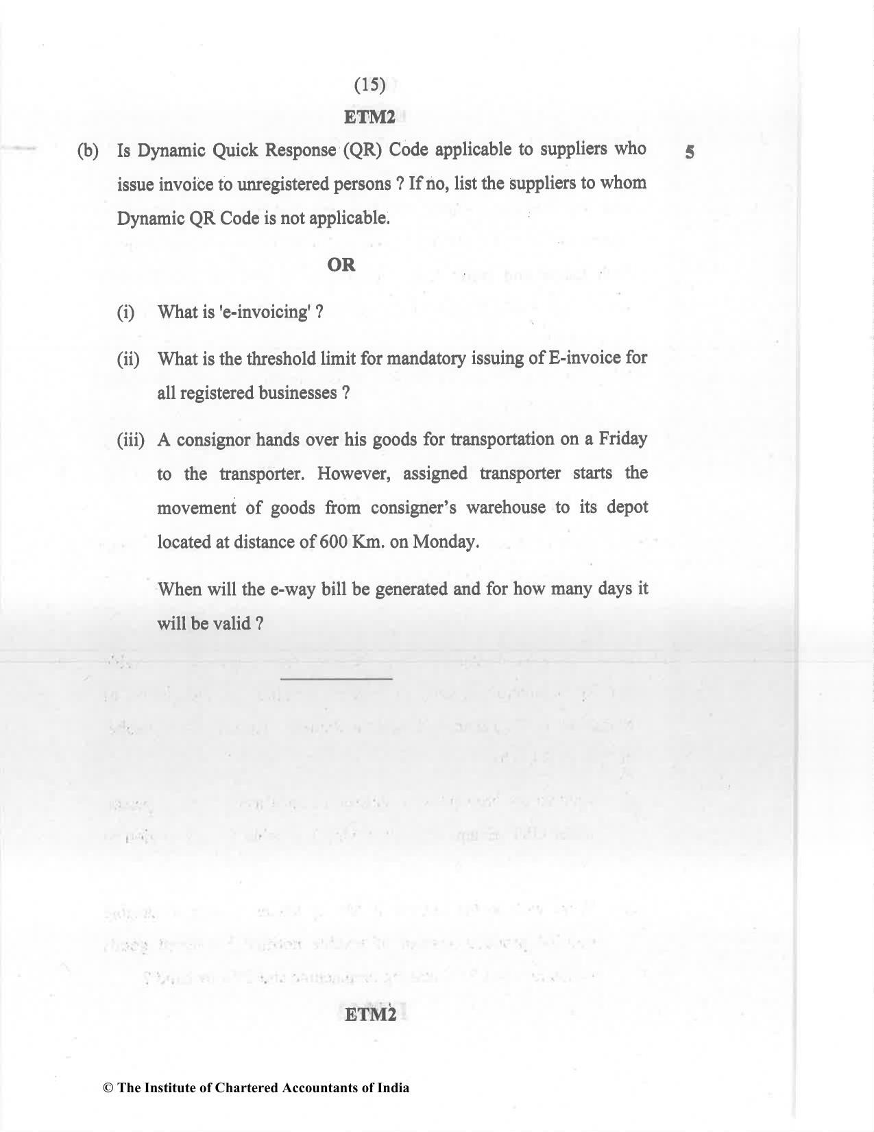 CA Inter Dec 2021 Question Paper - Paper 4 – Taxation - Page 15