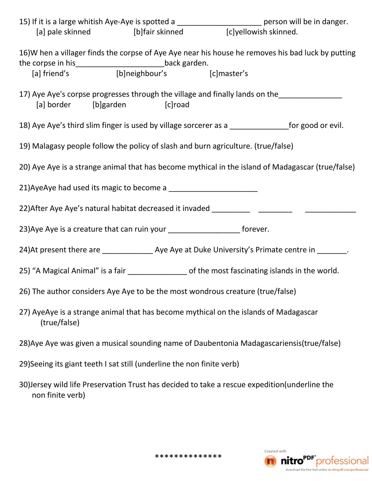 CBSE Class 8 English Worksheet A Magical Animal Assignment - Page 2