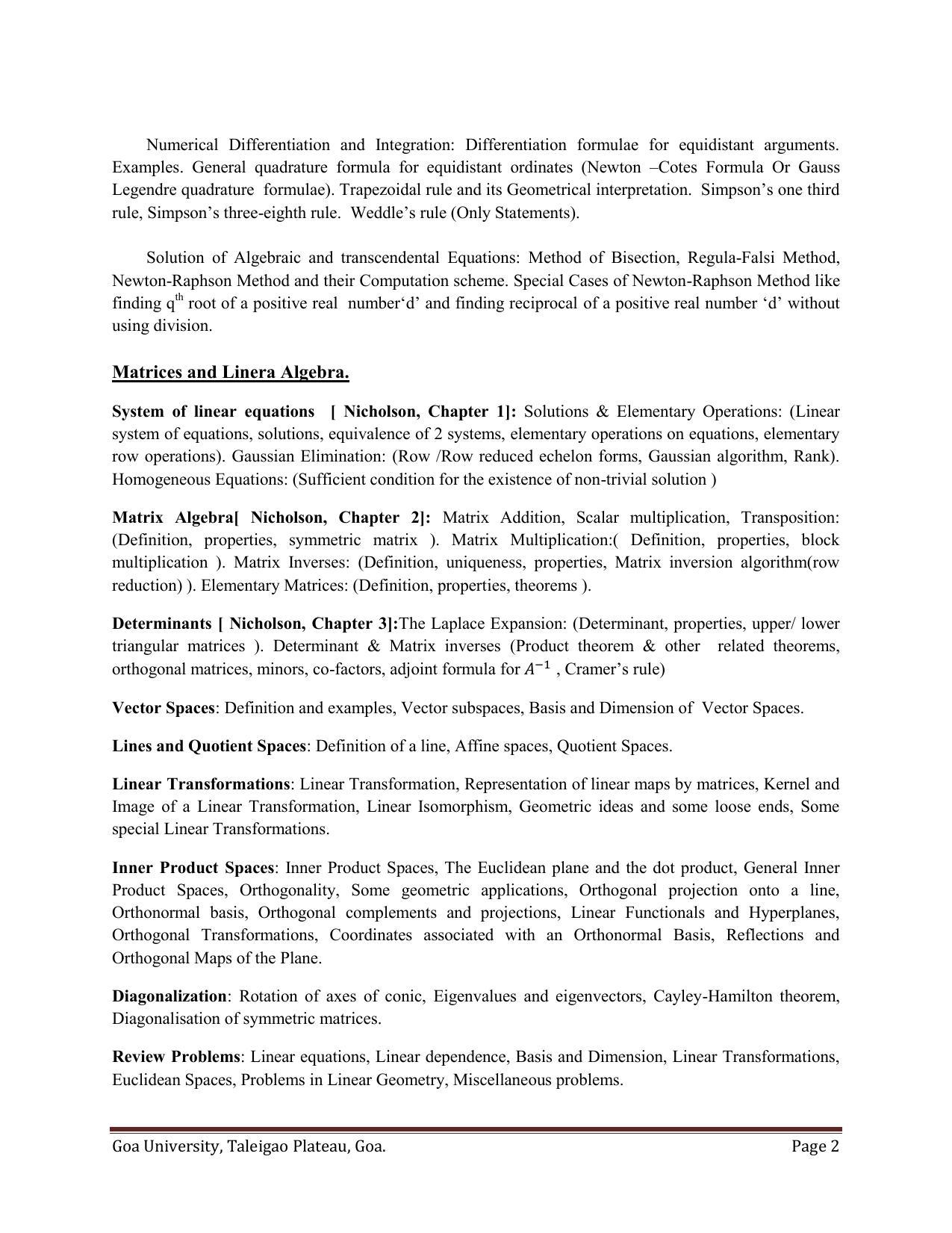 GU ART Mathematics Syllabus - Page 2