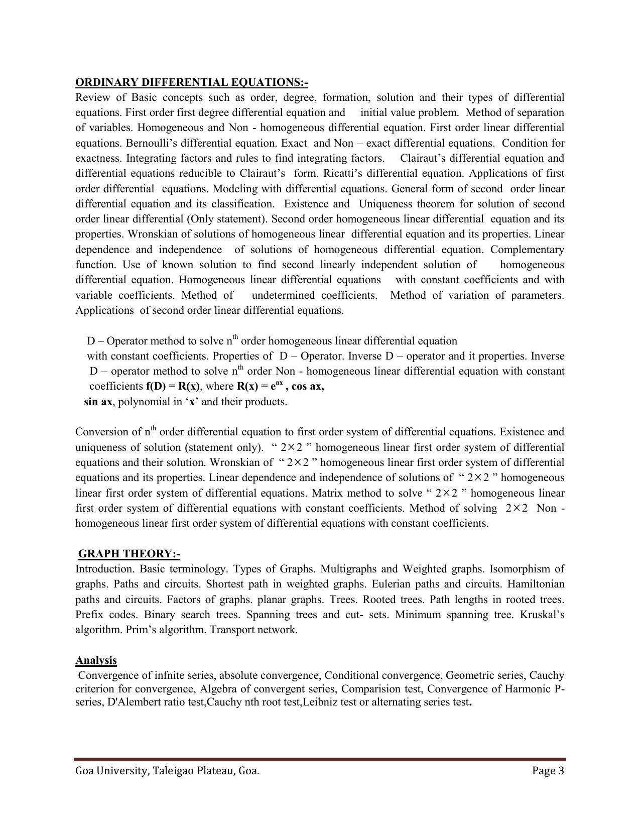GU ART Mathematics Syllabus - Page 3