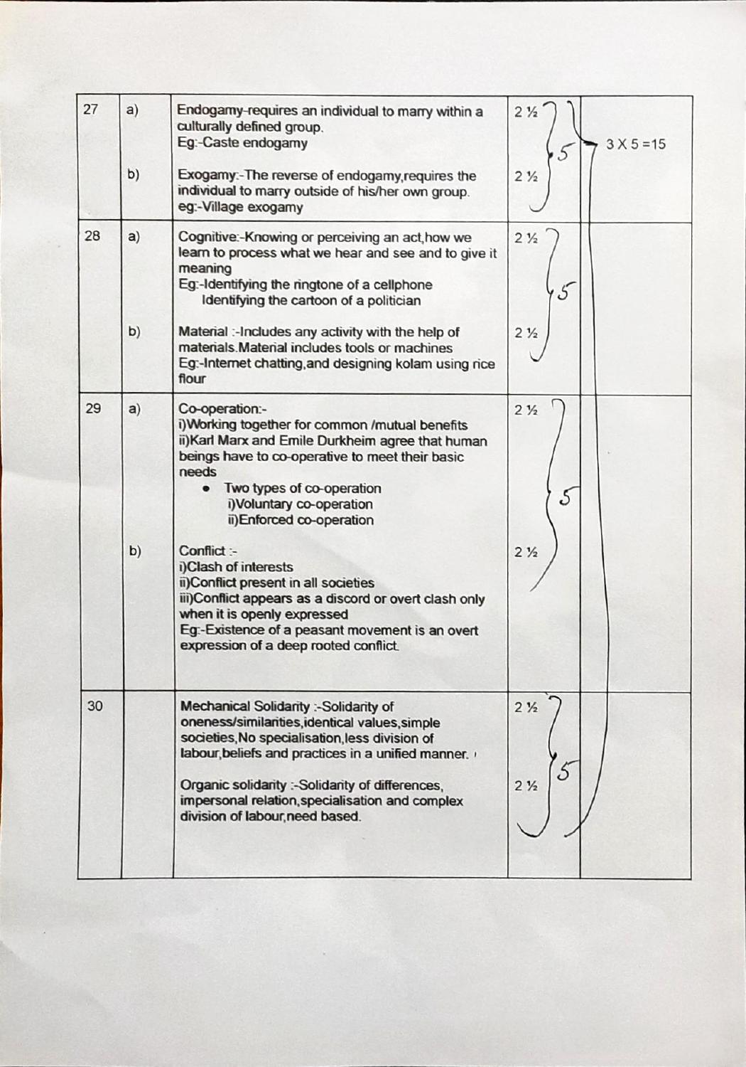 Kerala Plus One (Class 11th) Sociology Answer Key 2021 - Page 4