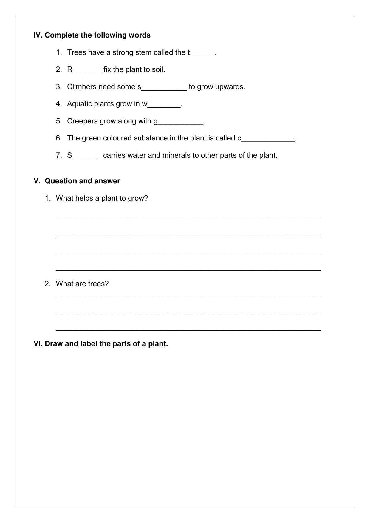 Worksheets for Class 2 EVS Assignment 8 Plants - Page 2