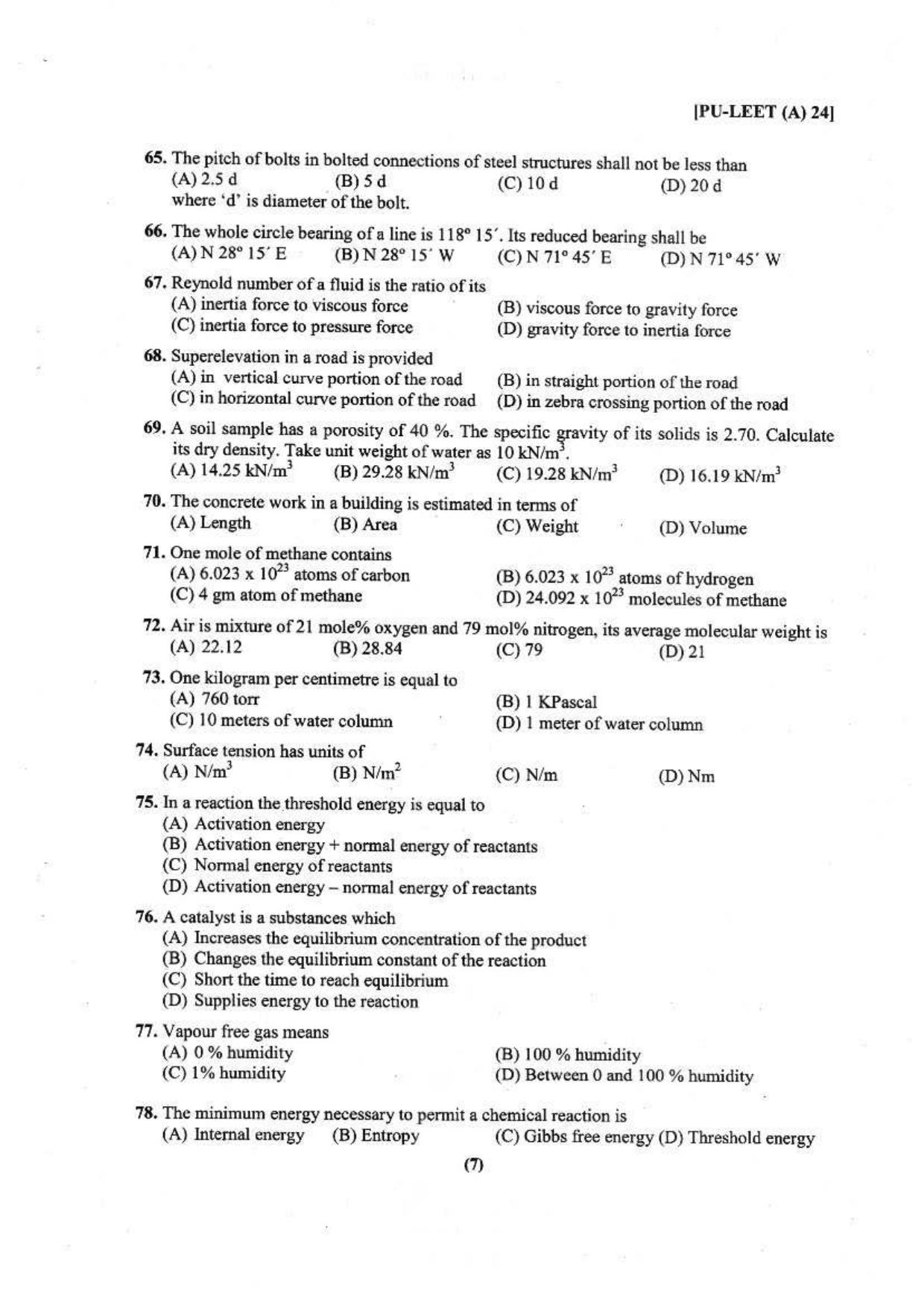 PULEET 2024 Previous Question Paper - Page 8