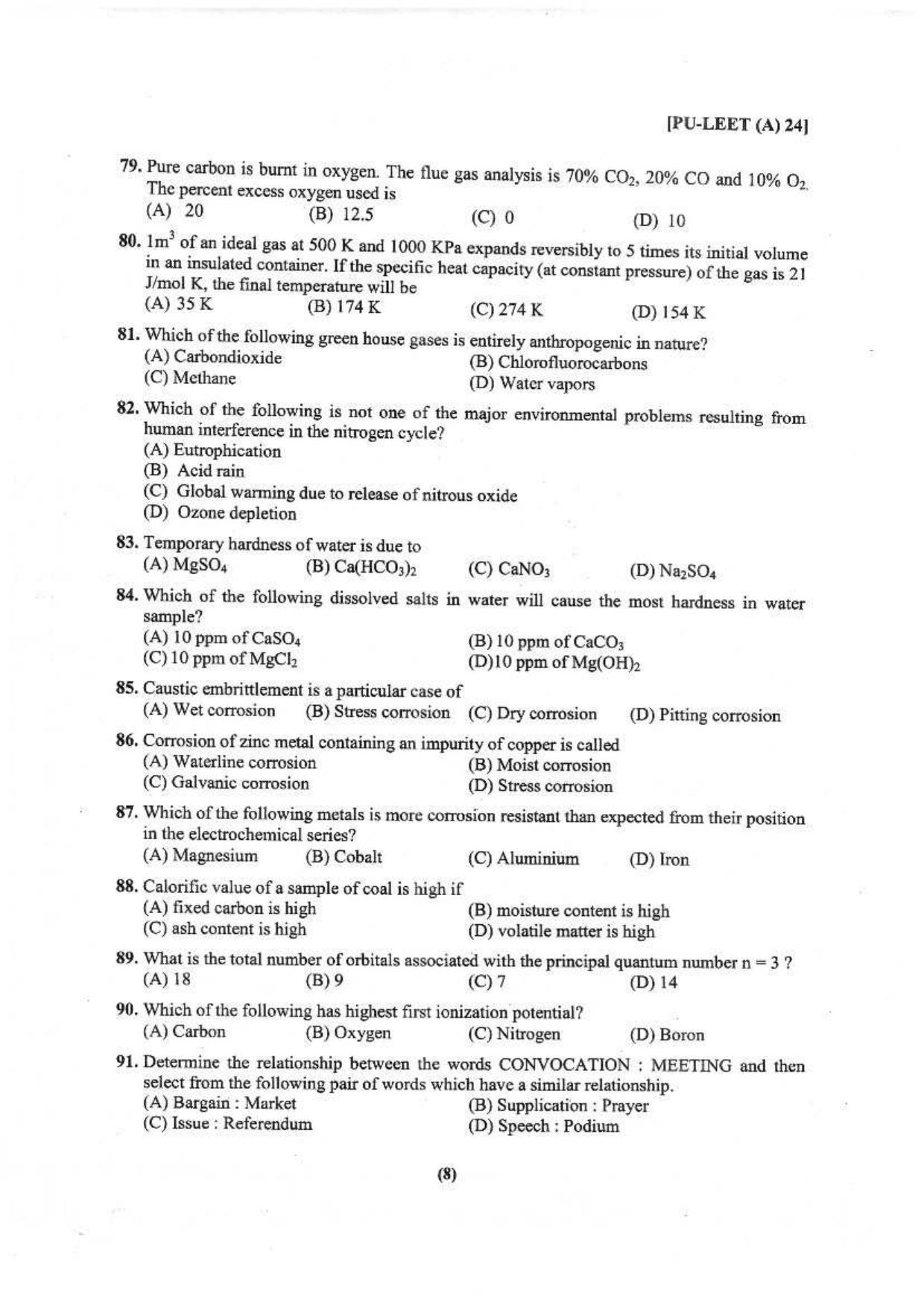 PULEET 2024 Previous Question Paper - Page 9