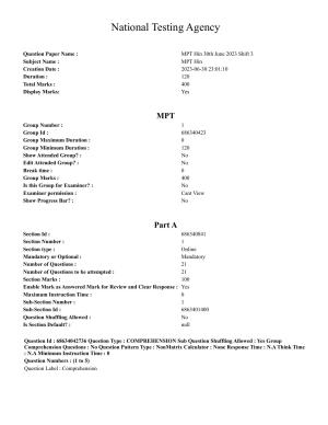 CUET PG 2023: MPT/Master in Respiratory Theory (MRT) (Hin) Shift 3 (30-06-2023) Question Paper