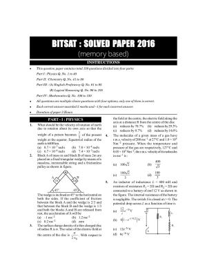 BITSAT 2016 Question Paper