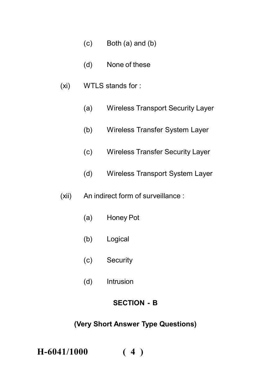 Sarguja University Question Paper July-2022 :   M.Sc. In information Technology (Fourth sem.)Network Security Paper 1 - Page 4