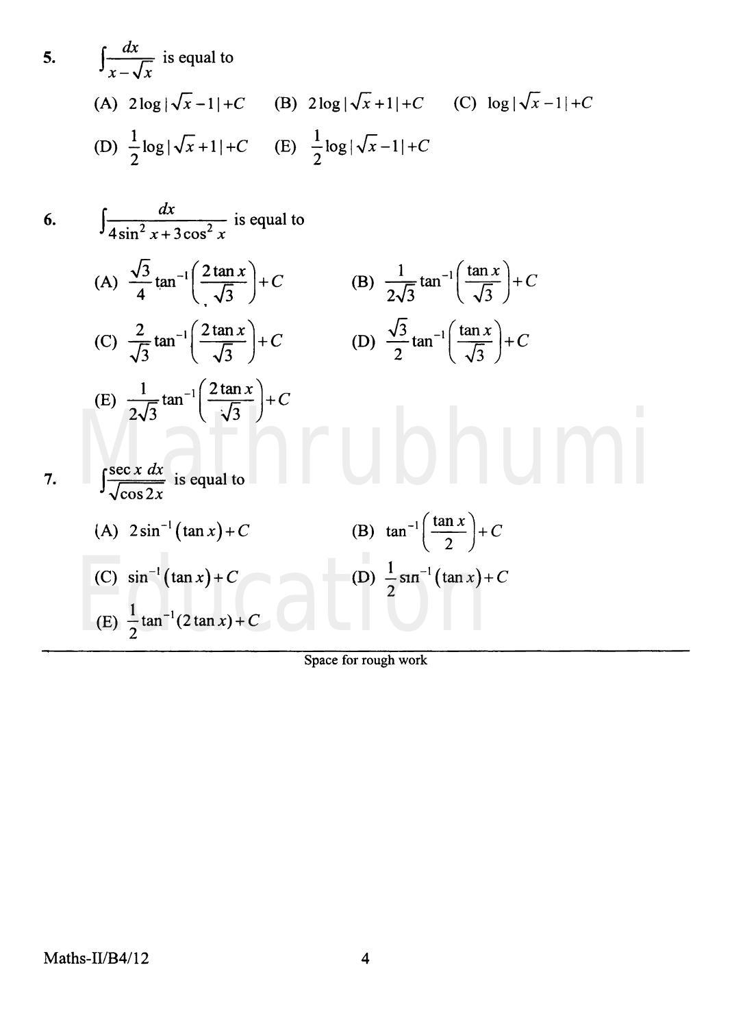 KEAM Paper II 2012 Question Paper - Page 4