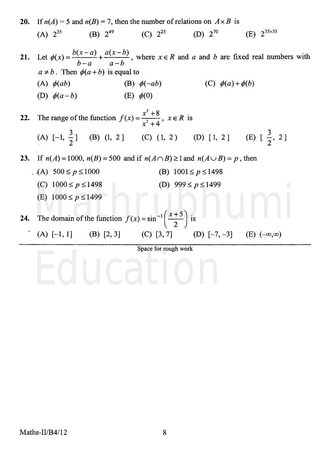 KEAM Paper II 2012 Question Paper - Page 8