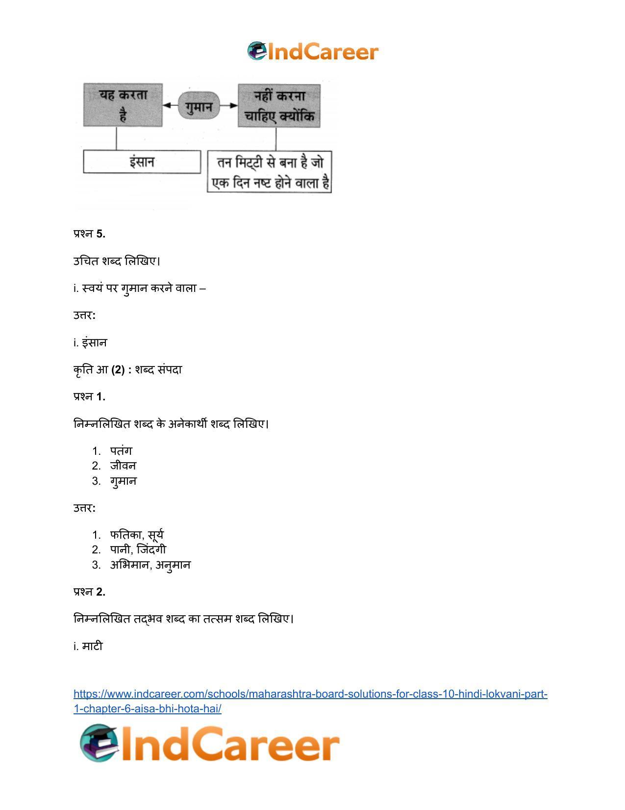 Maharashtra Board Solutions for Class 10- Hindi Lokvani (Part 1): Chapter 6- ऐसा भी होता है - Page 11