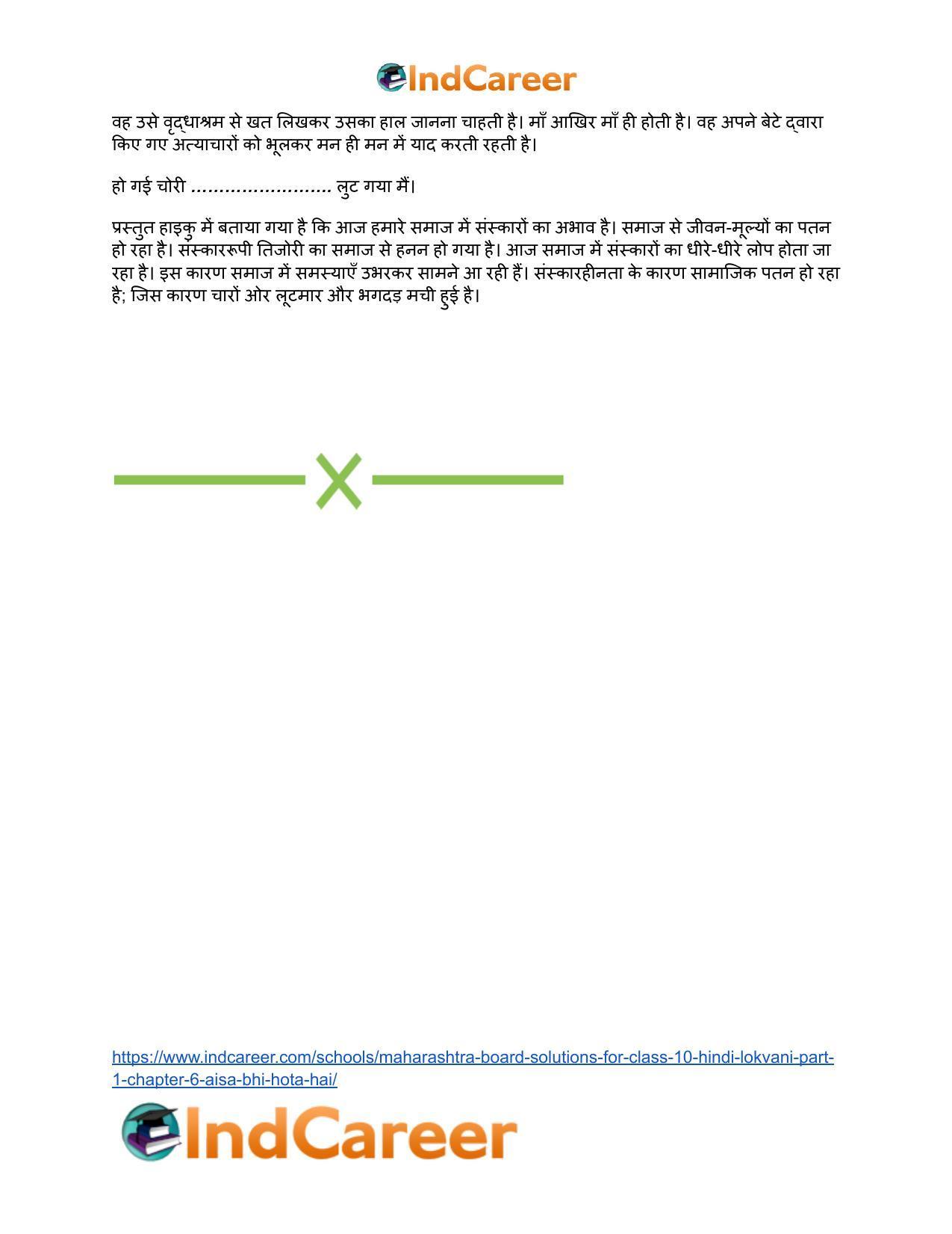 Maharashtra Board Solutions for Class 10- Hindi Lokvani (Part 1): Chapter 6- ऐसा भी होता है - Page 22