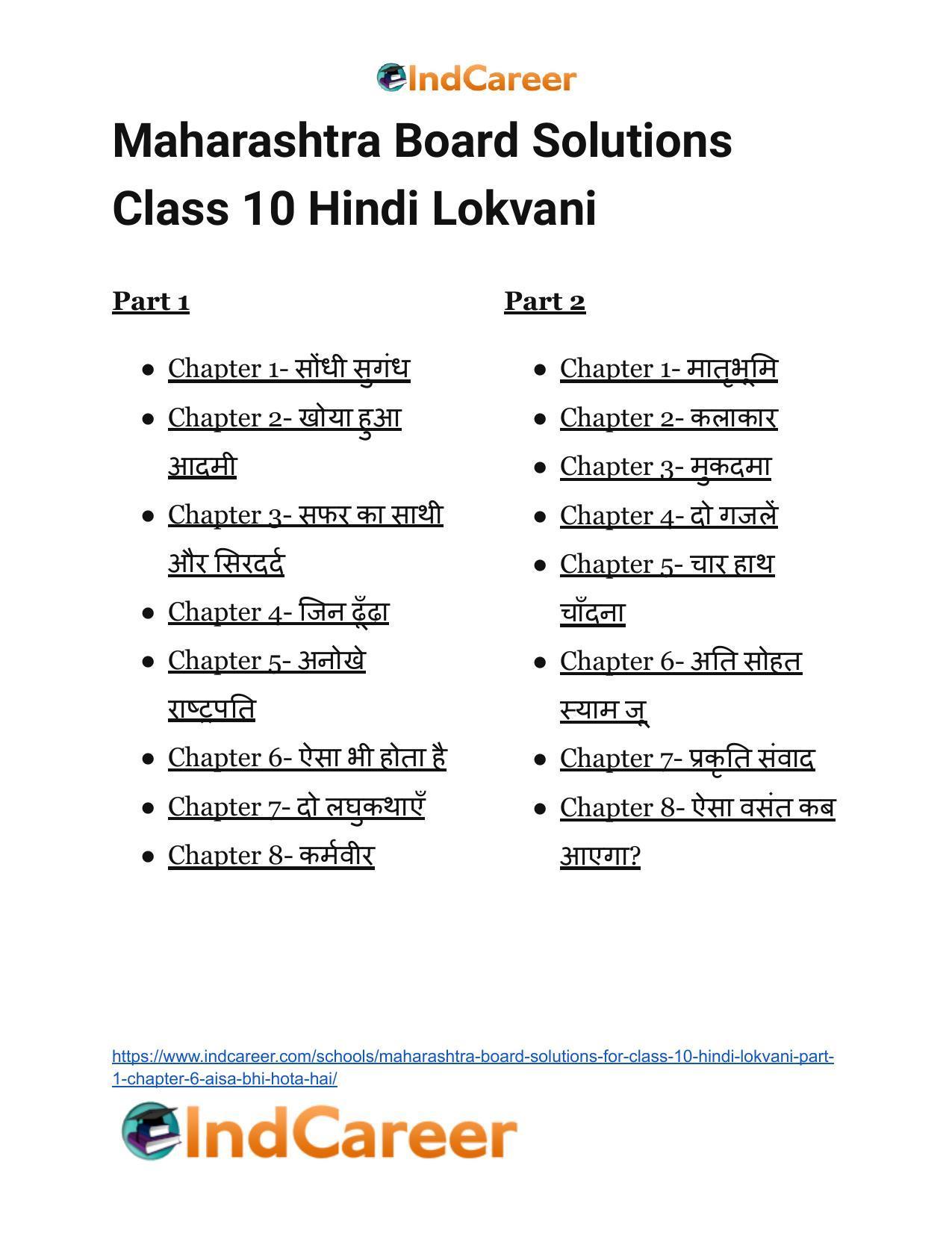 Maharashtra Board Solutions for Class 10- Hindi Lokvani (Part 1): Chapter 6- ऐसा भी होता है - Page 23