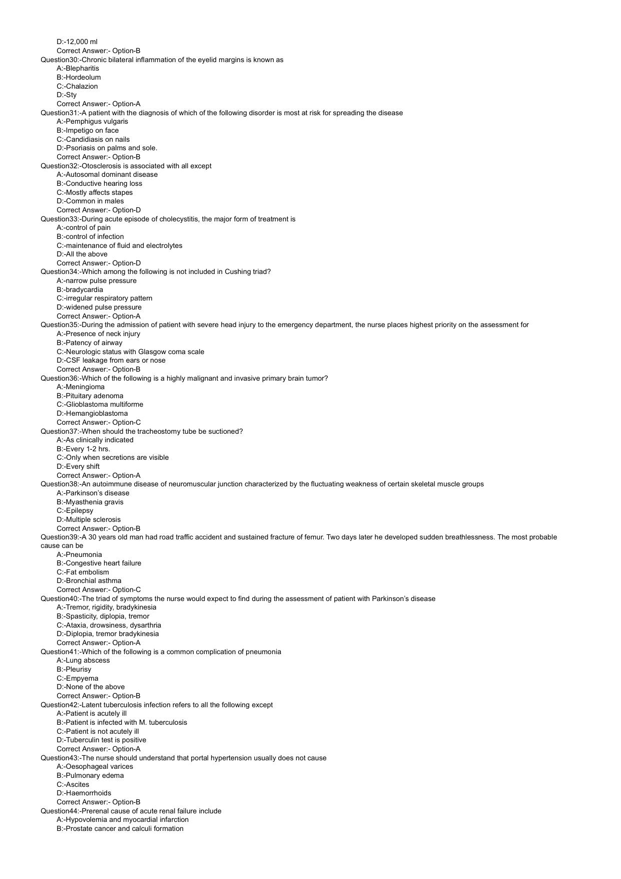 Kerala PG Nursing 2022 Question Paper with Answer Key - Page 3