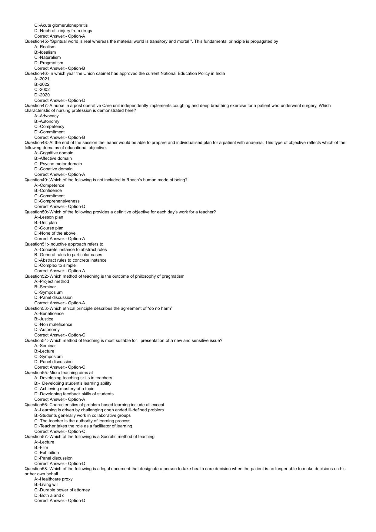Kerala PG Nursing 2022 Question Paper with Answer Key - Page 4