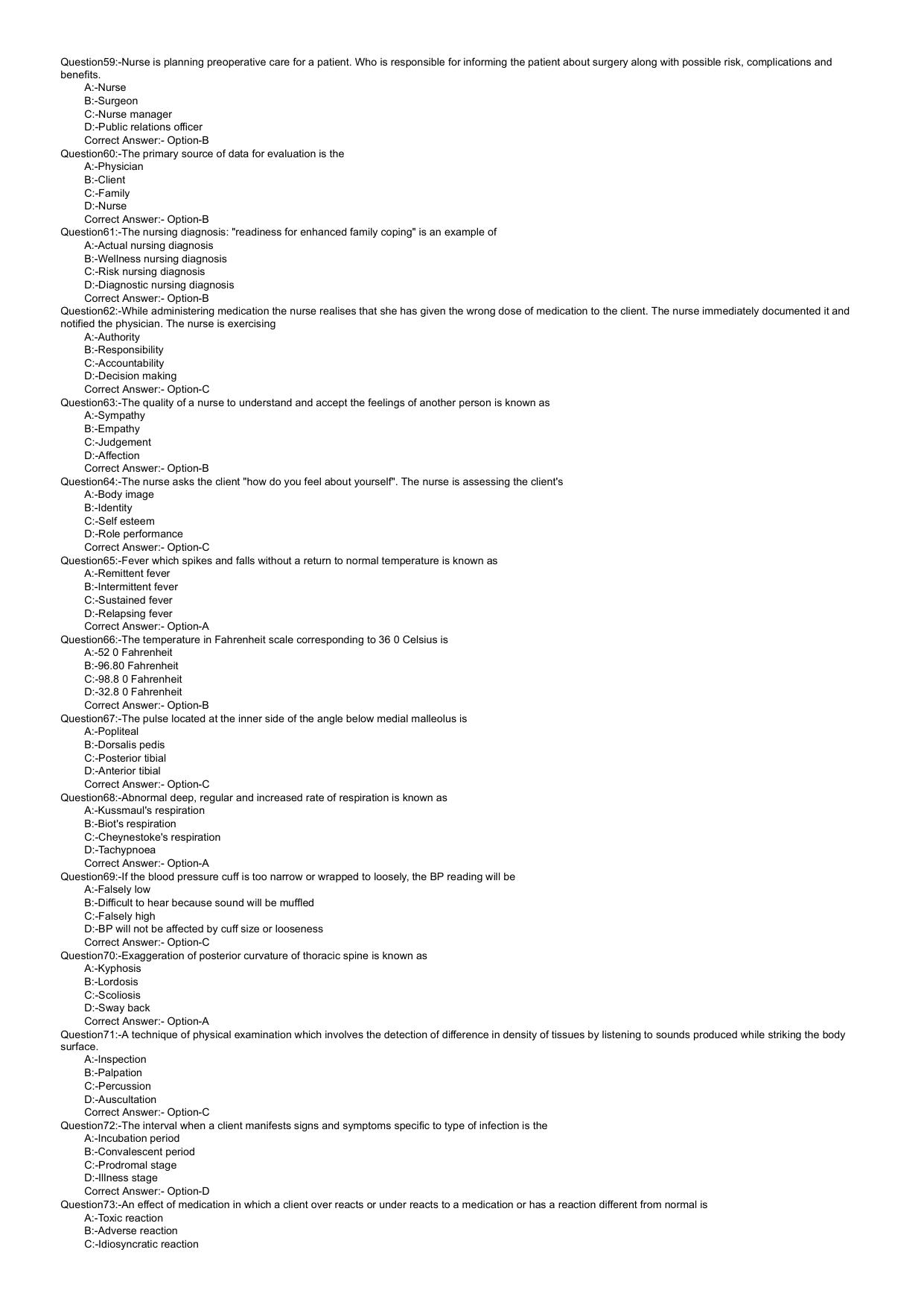 Kerala PG Nursing 2022 Question Paper with Answer Key - Page 5