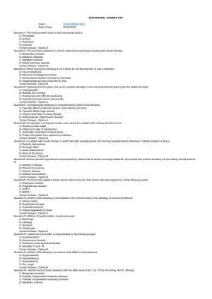 Kerala PG Nursing 2022 Question Paper with Answer Key