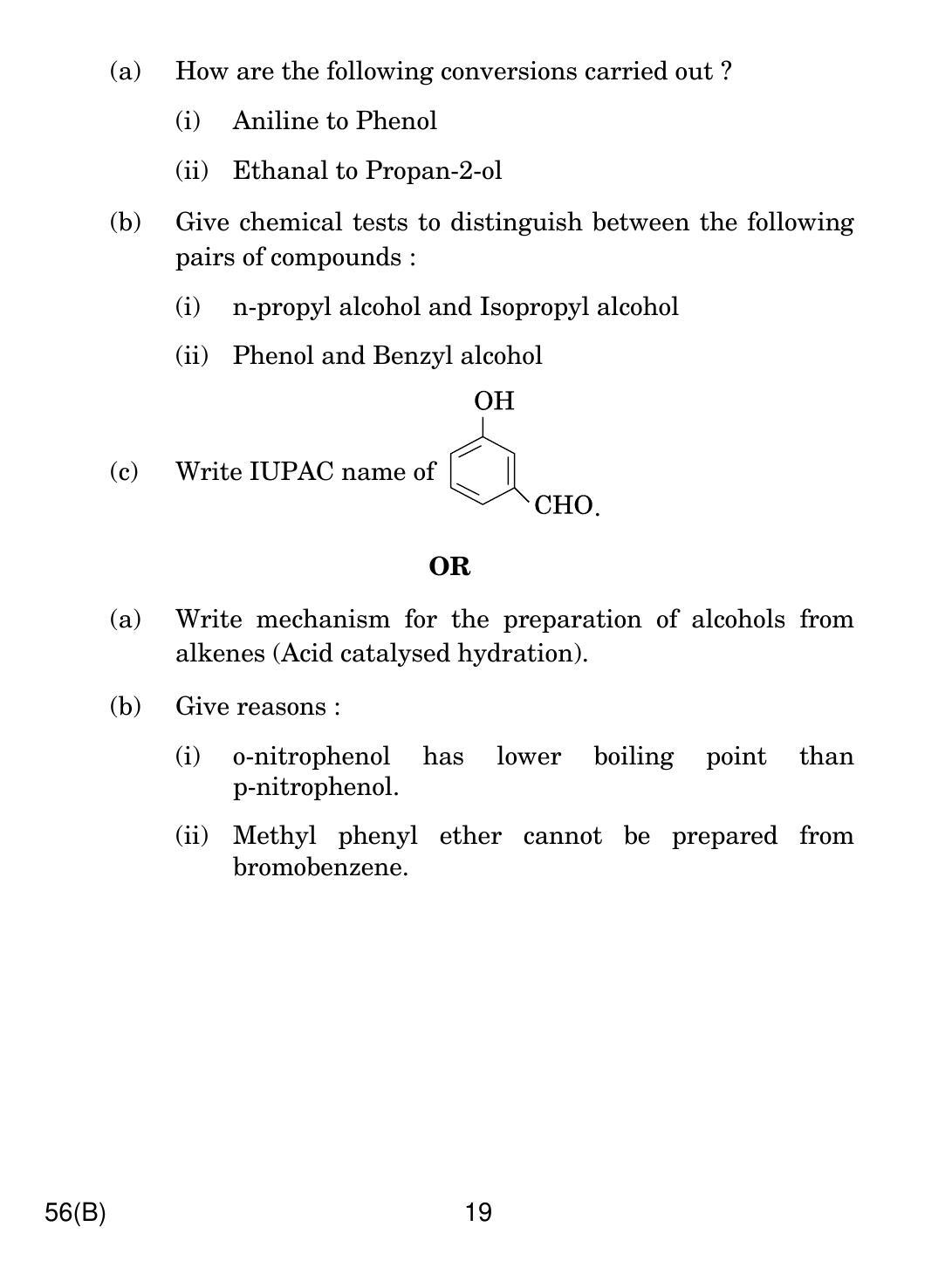 CBSE Class 12 56(B) Chemistry For Blind 2019 Question Paper - Page 19
