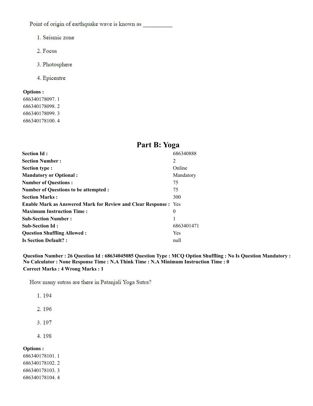 CUET PG 2023: COQP21 – Yoga (Eng)-shift 3 (30-06-2023) Question Paper - Page 26