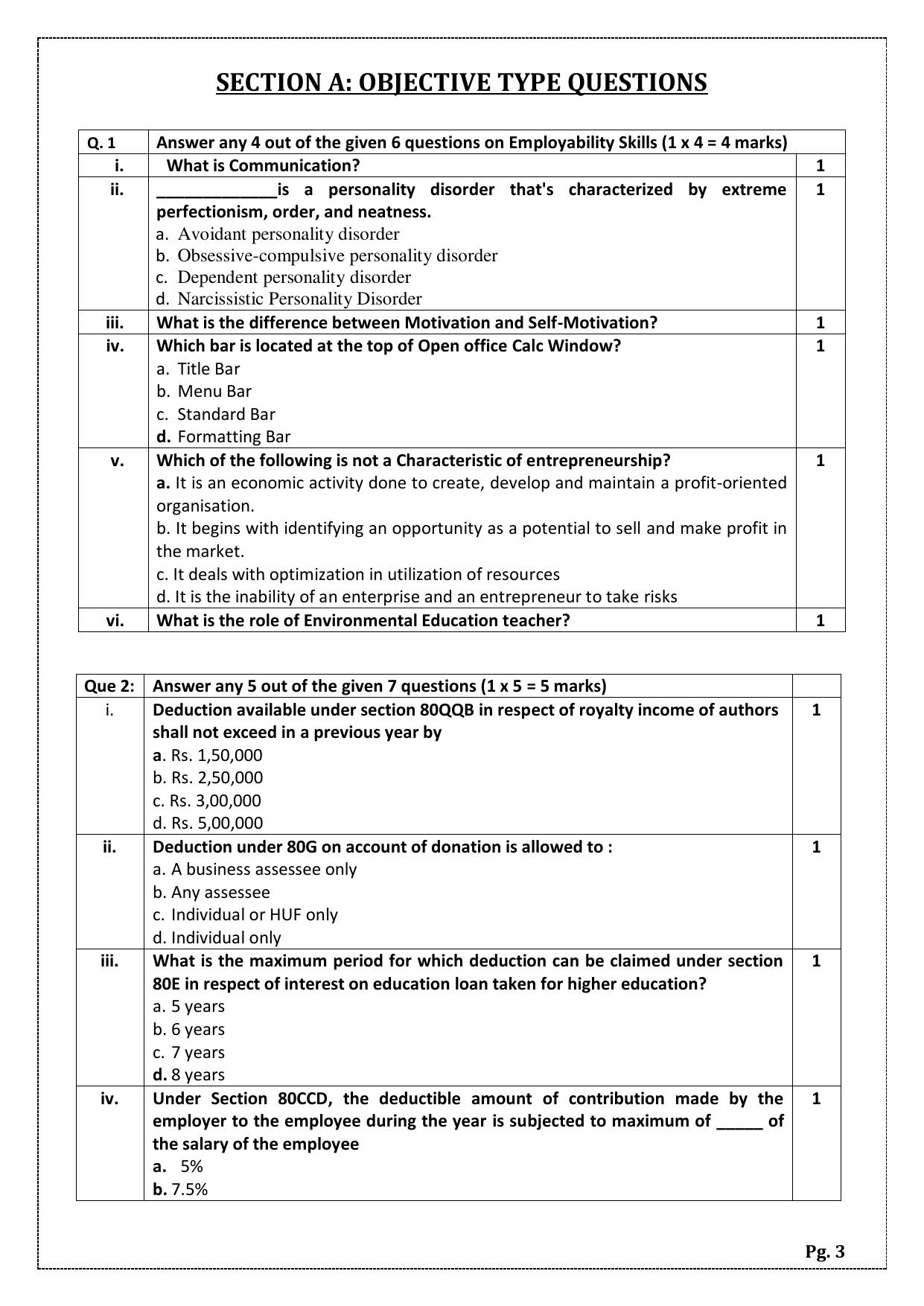 CBSE Class 12 (Skill Education) Taxation 2024 Sample Paper - Page 3