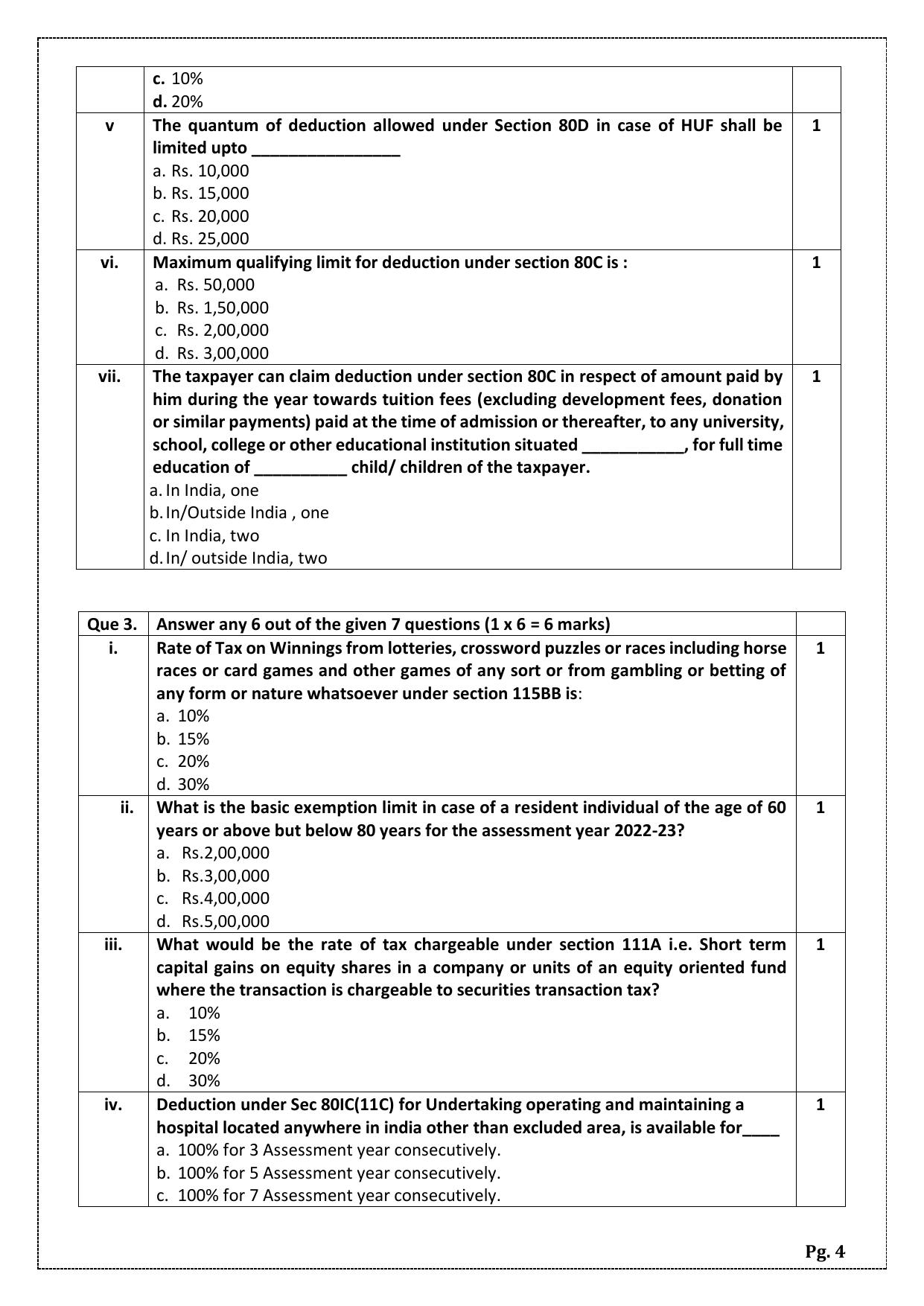 CBSE Class 12 (Skill Education) Taxation 2024 Sample Paper - Page 4