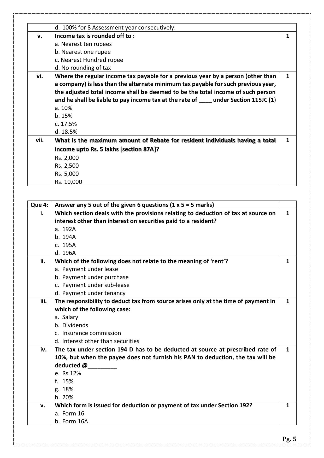 CBSE Class 12 (Skill Education) Taxation 2024 Sample Paper - Page 5