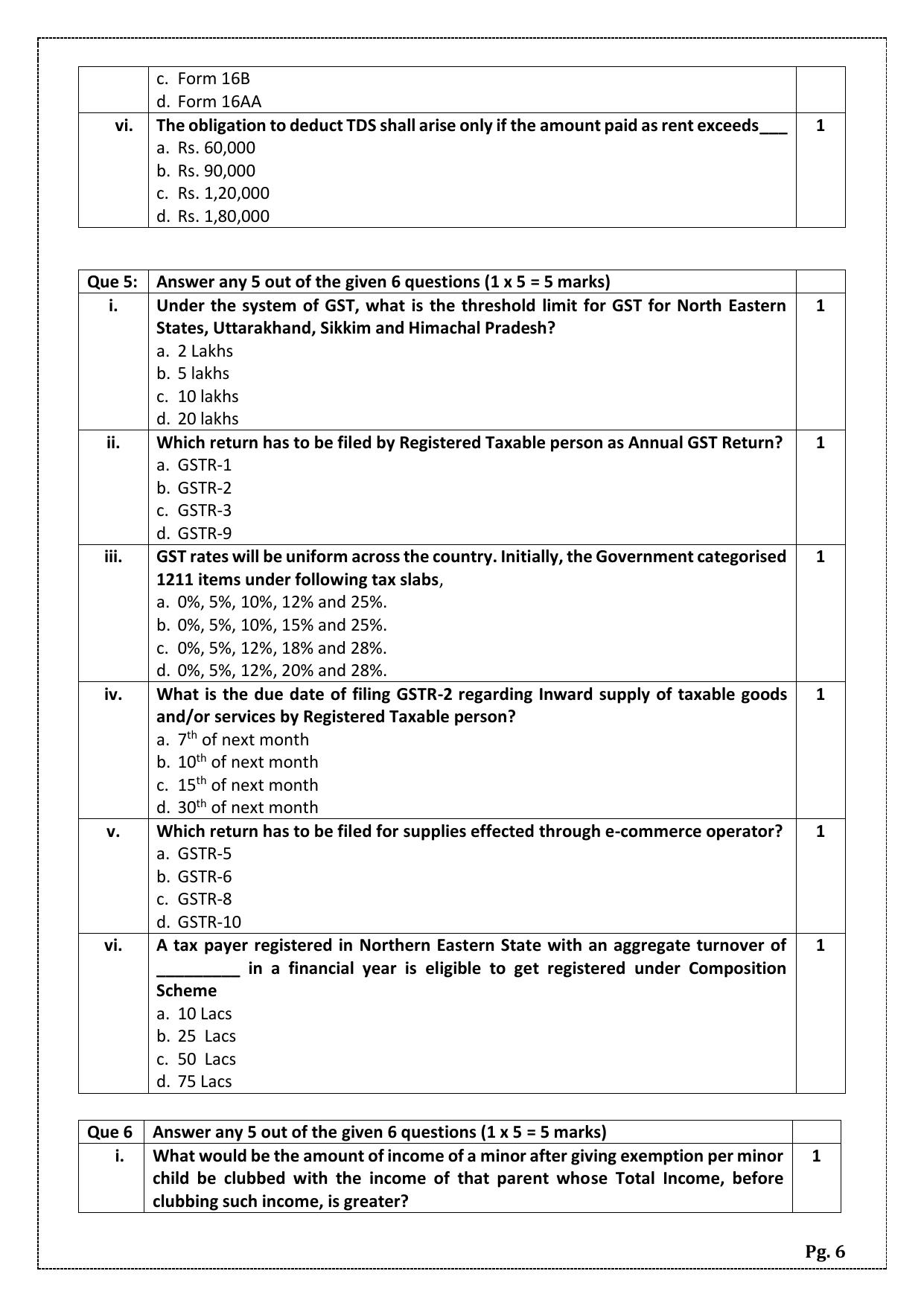 CBSE Class 12 (Skill Education) Taxation 2024 Sample Paper - Page 6
