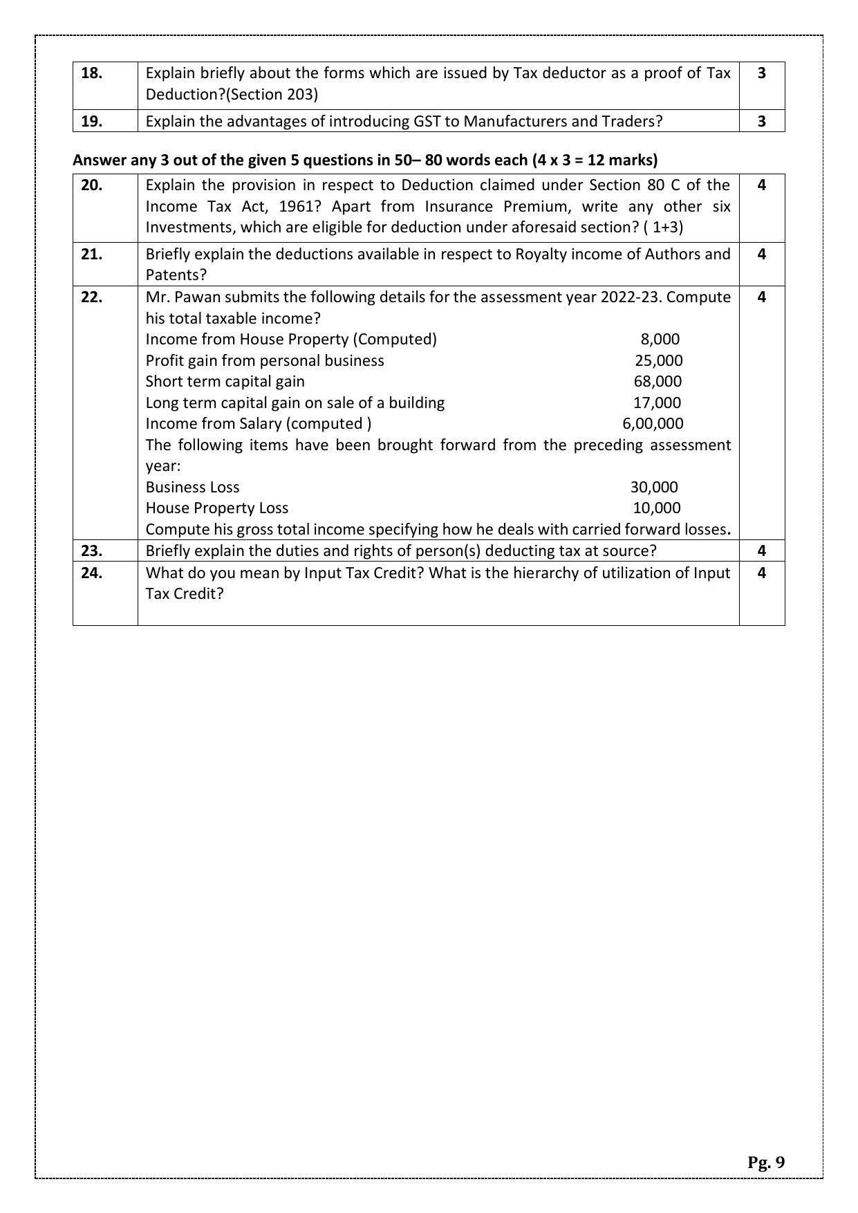 CBSE Class 12 (Skill Education) Taxation 2024 Sample Paper - Page 9