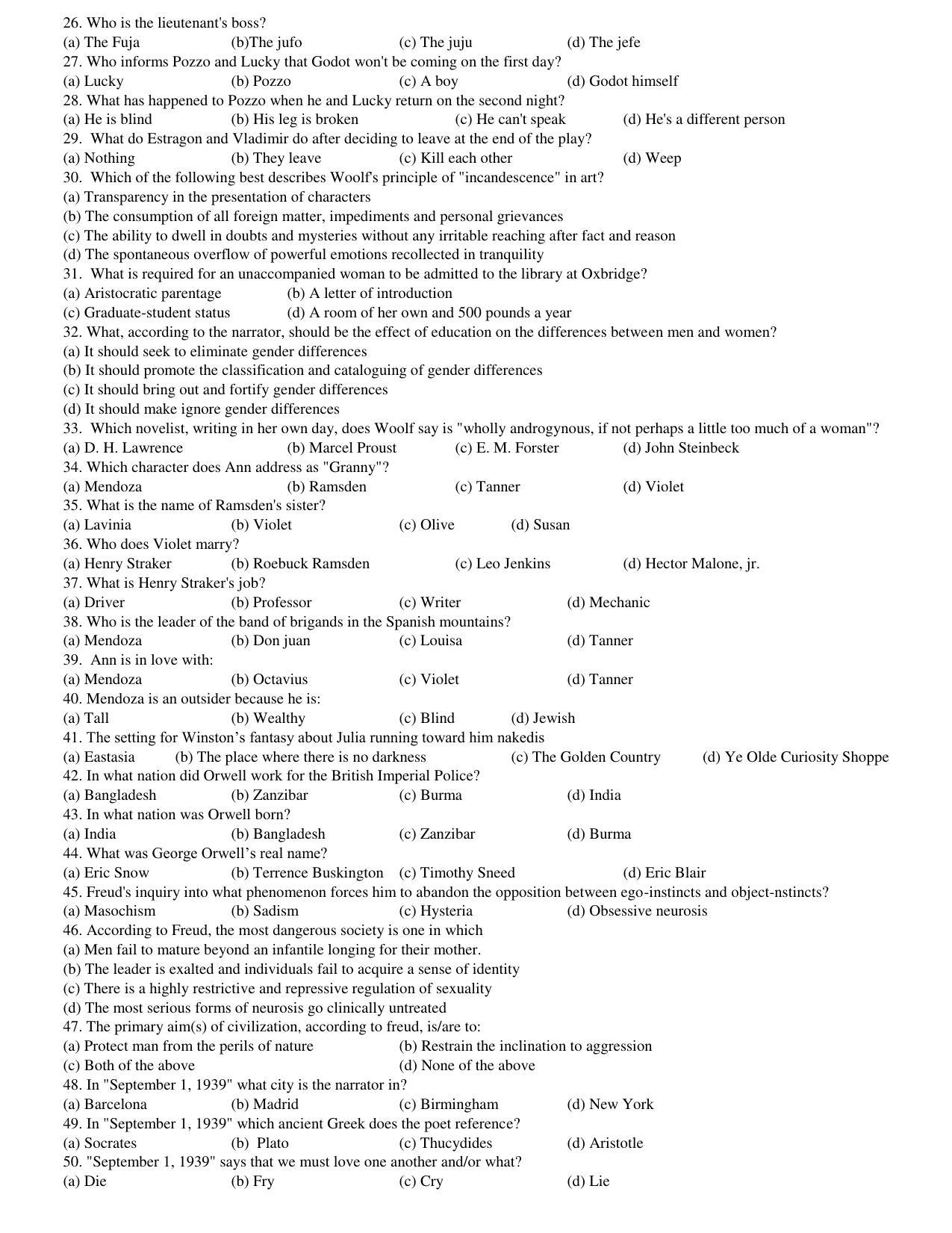 Hemchand North Gujarat University Sample Paper Mar-Jun 2021: M.A. Sem – 3 English-CC-302 Literature in English Language (1900-1950) (Theory) Paper Code – 4042 (New Course) - Page 2