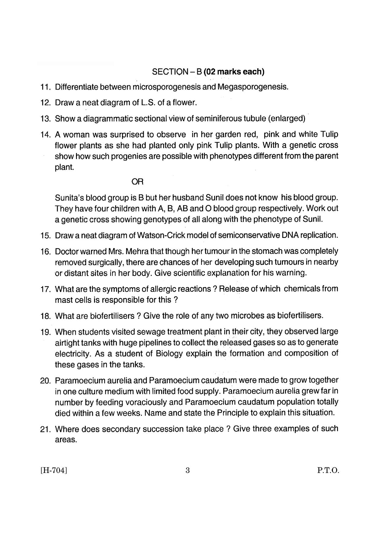 Goa Board Class 12 Biology (March 2019) Question Paper - Page 3