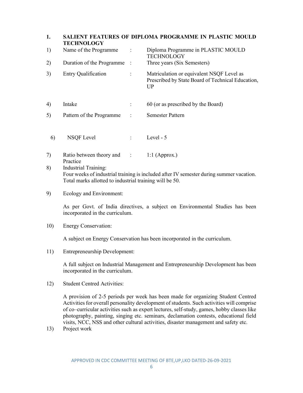 SYLLABUS FOR SEMESTER SYSTEM EFFECTIVE FROM (2021-2022) - DIPLOMA IN PLASTIC MOULD TECHNOLOGY - Page 6